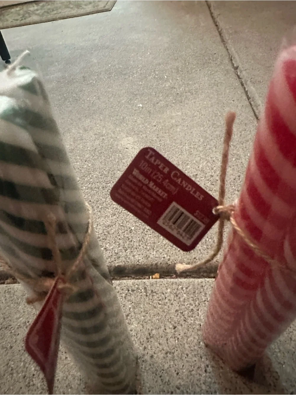 World Market Festive Spiral Stripe Taper Candles - Red & Green -